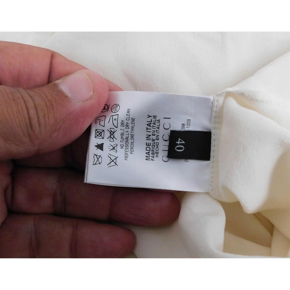 Gucci Ivory‎ 100% Silk Short Sleeve Blouse sz 40 - Picture 6 of 6